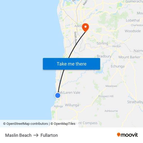 Maslin Beach to Fullarton map