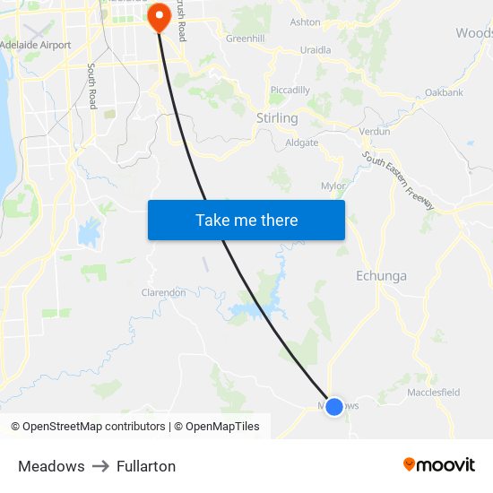 Meadows to Fullarton map