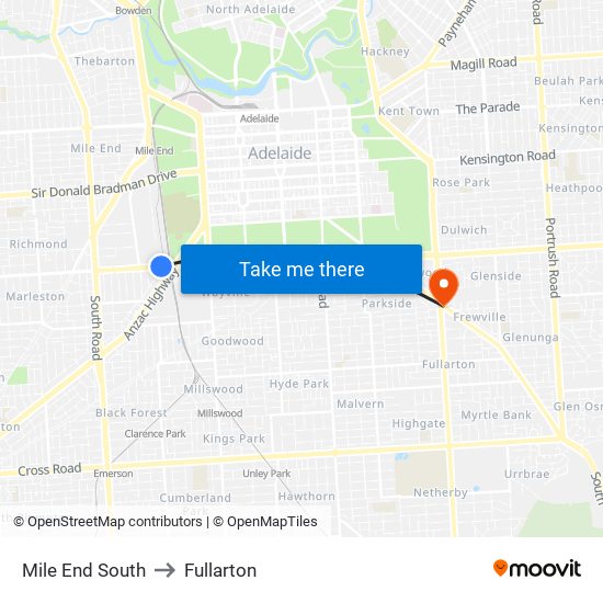 Mile End South to Fullarton map