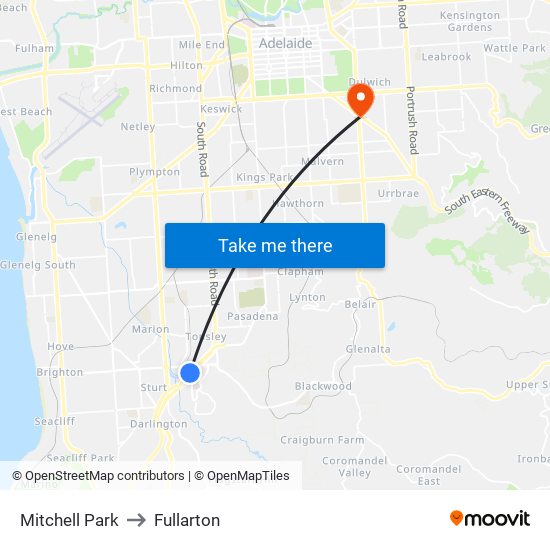 Mitchell Park to Fullarton map