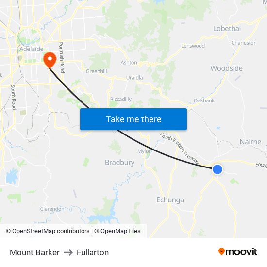 Mount Barker to Fullarton map