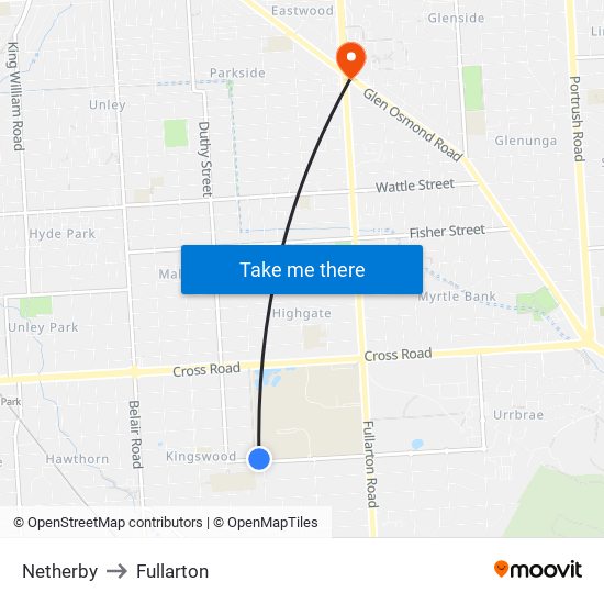 Netherby to Fullarton map