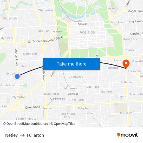 Netley to Fullarton map