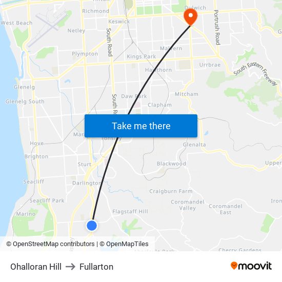 Ohalloran Hill to Fullarton map