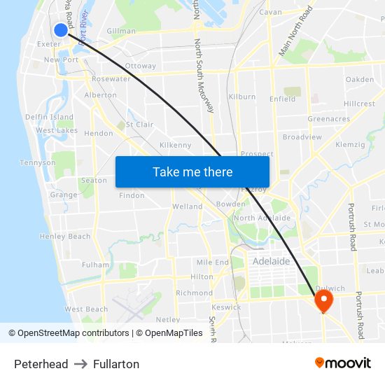 Peterhead to Fullarton map