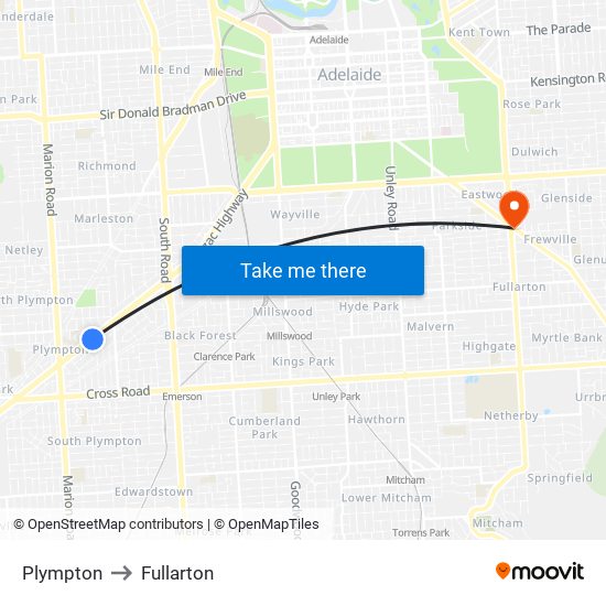 Plympton to Fullarton map