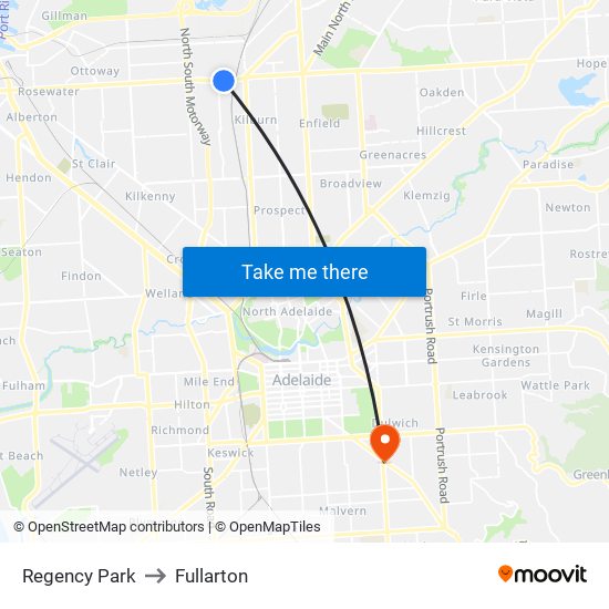 Regency Park to Fullarton map