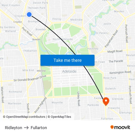 Ridleyton to Fullarton map