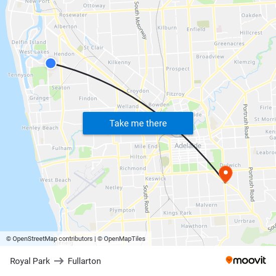 Royal Park to Fullarton map