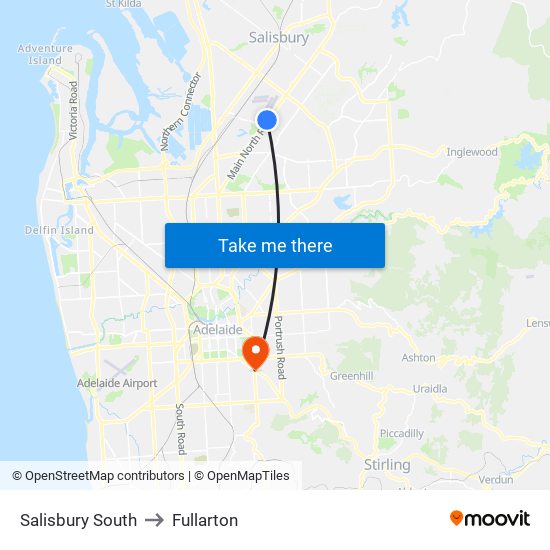 Salisbury South to Fullarton map