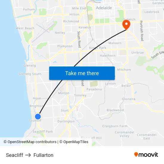 Seacliff to Fullarton map