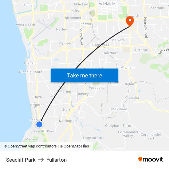 Seacliff Park to Fullarton map