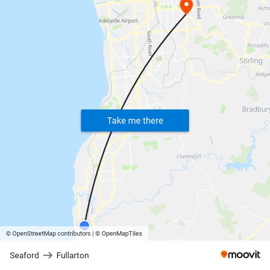 Seaford to Fullarton map