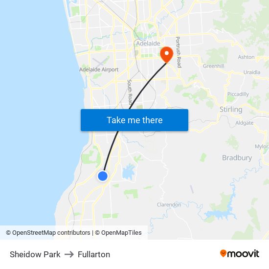 Sheidow Park to Fullarton map