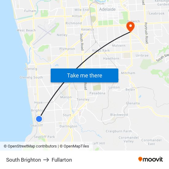 South Brighton to Fullarton map