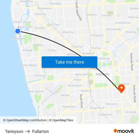 Tennyson to Fullarton map