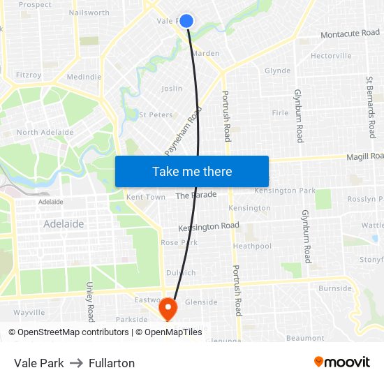 Vale Park to Fullarton map