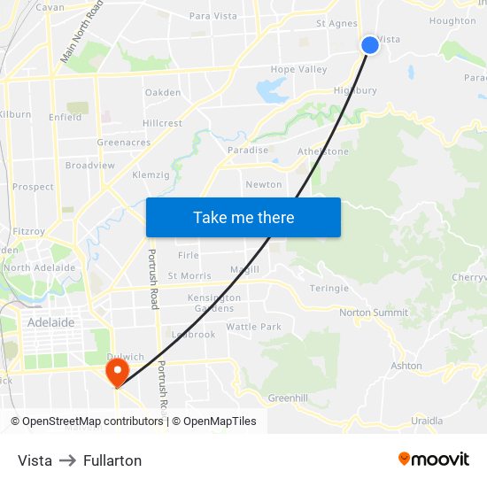 Vista to Fullarton map