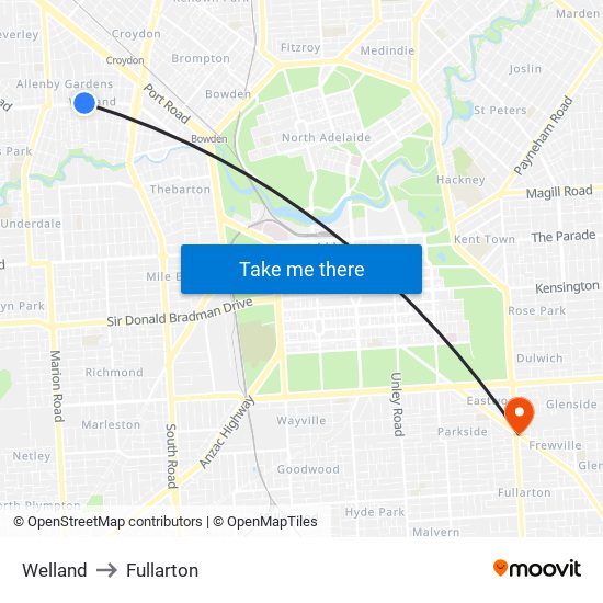 Welland to Fullarton map