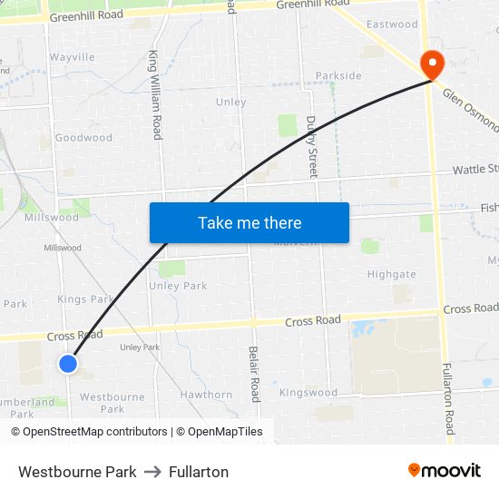 Westbourne Park to Fullarton map