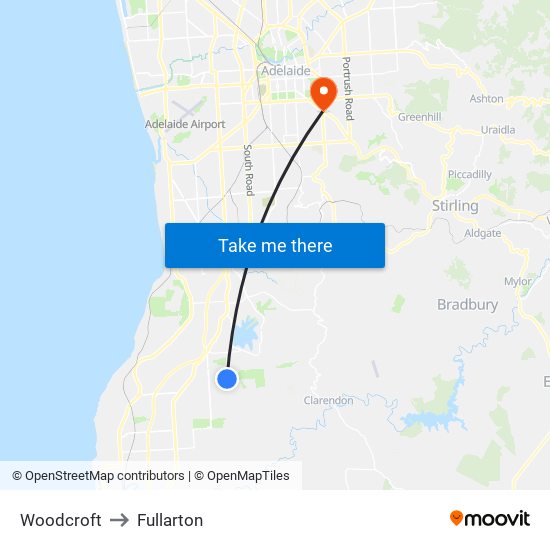 Woodcroft to Fullarton map