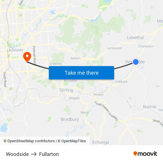 Woodside to Fullarton map