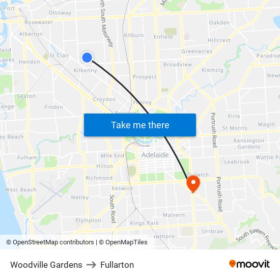 Woodville Gardens to Fullarton map