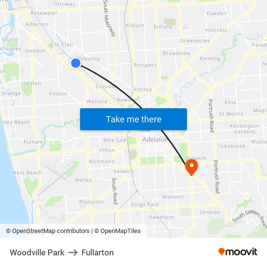 Woodville Park to Fullarton map