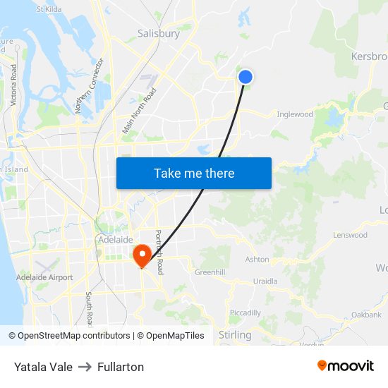 Yatala Vale to Fullarton map
