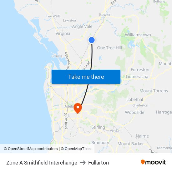 Zone A Smithfield Interchange to Fullarton map