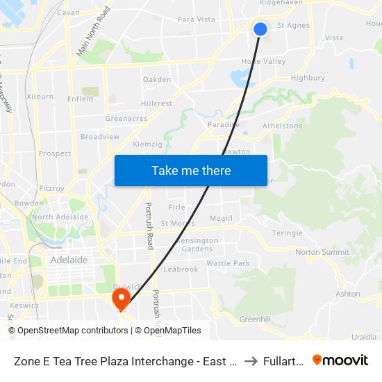 Zone E Tea Tree Plaza Interchange - East side to Fullarton map