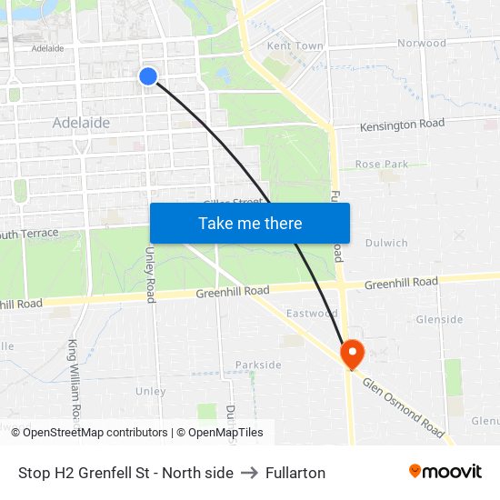 Stop H2 Grenfell St - North side to Fullarton map
