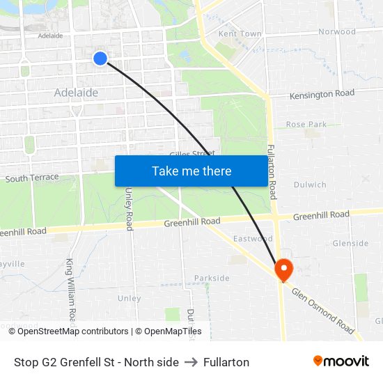 Stop G2 Grenfell St - North side to Fullarton map