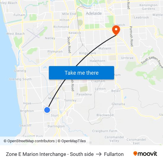 Zone E Marion Interchange - South side to Fullarton map