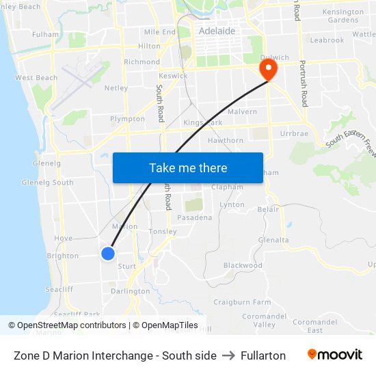 Zone D Marion Interchange - South side to Fullarton map