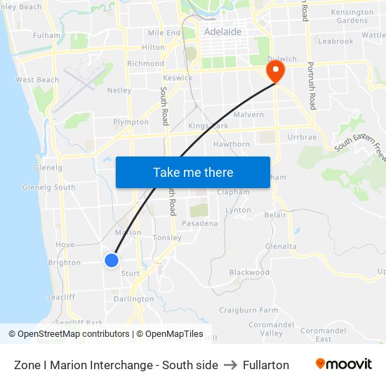 Zone I Marion Interchange - South side to Fullarton map