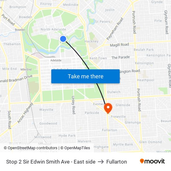 Stop 2 Sir Edwin Smith Ave - East side to Fullarton map