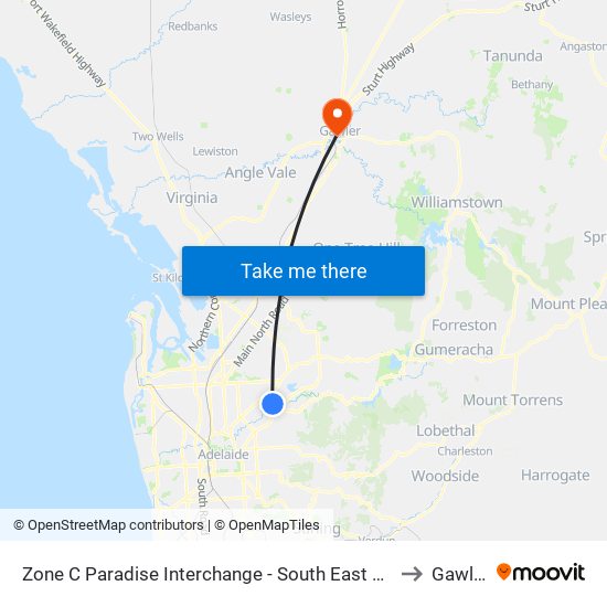 Zone C Paradise Interchange - South East side to Gawler map