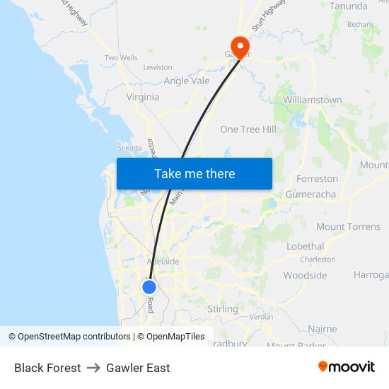 Black Forest to Gawler East map