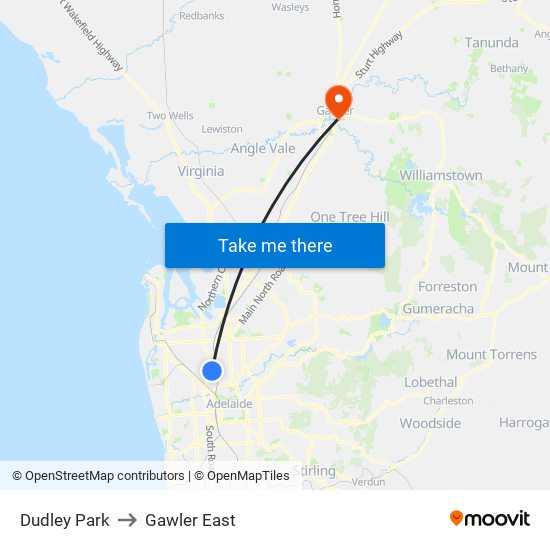 Dudley Park to Gawler East map