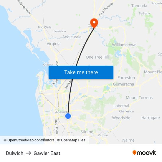 Dulwich to Gawler East map