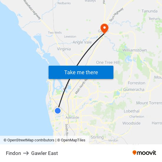 Findon to Gawler East map