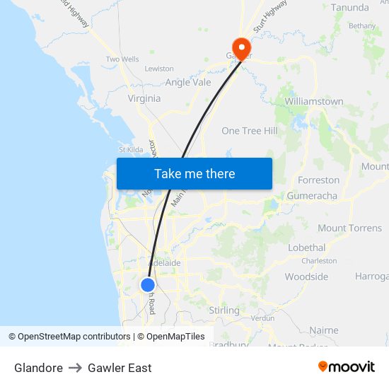 Glandore to Gawler East map