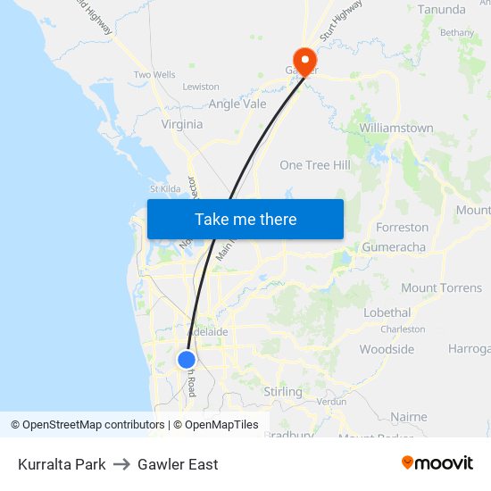 Kurralta Park to Gawler East map