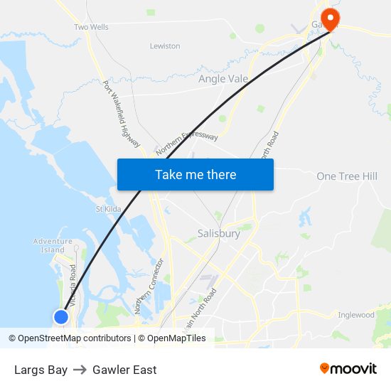 Largs Bay to Gawler East map