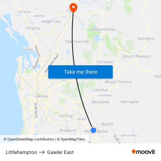 Littlehampton to Gawler East map
