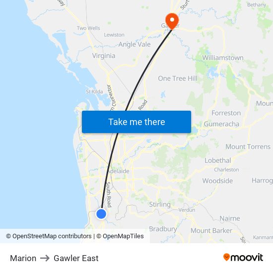 Marion to Gawler East map