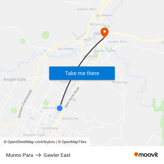 Munno Para to Gawler East map