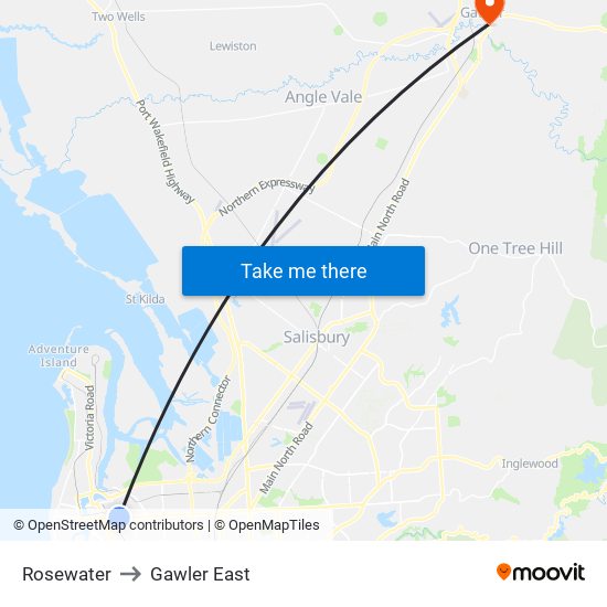 Rosewater to Gawler East map