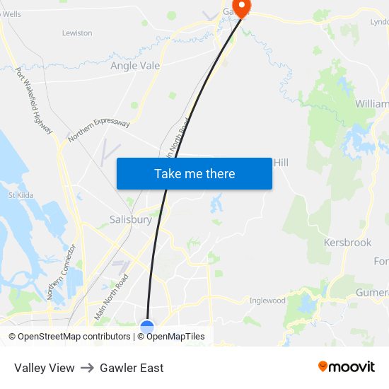 Valley View to Gawler East map